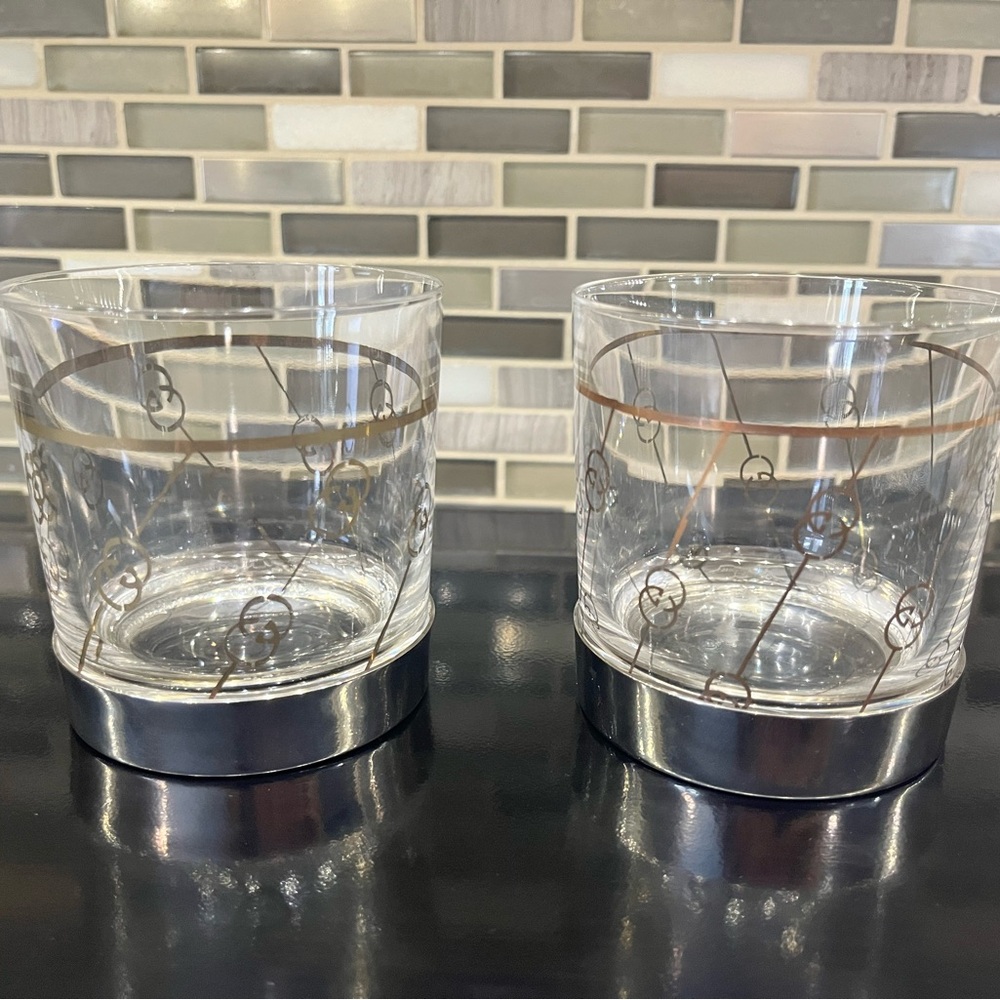 Vintage Gucci Silver Plated Whiskey Glasses - Set of 2